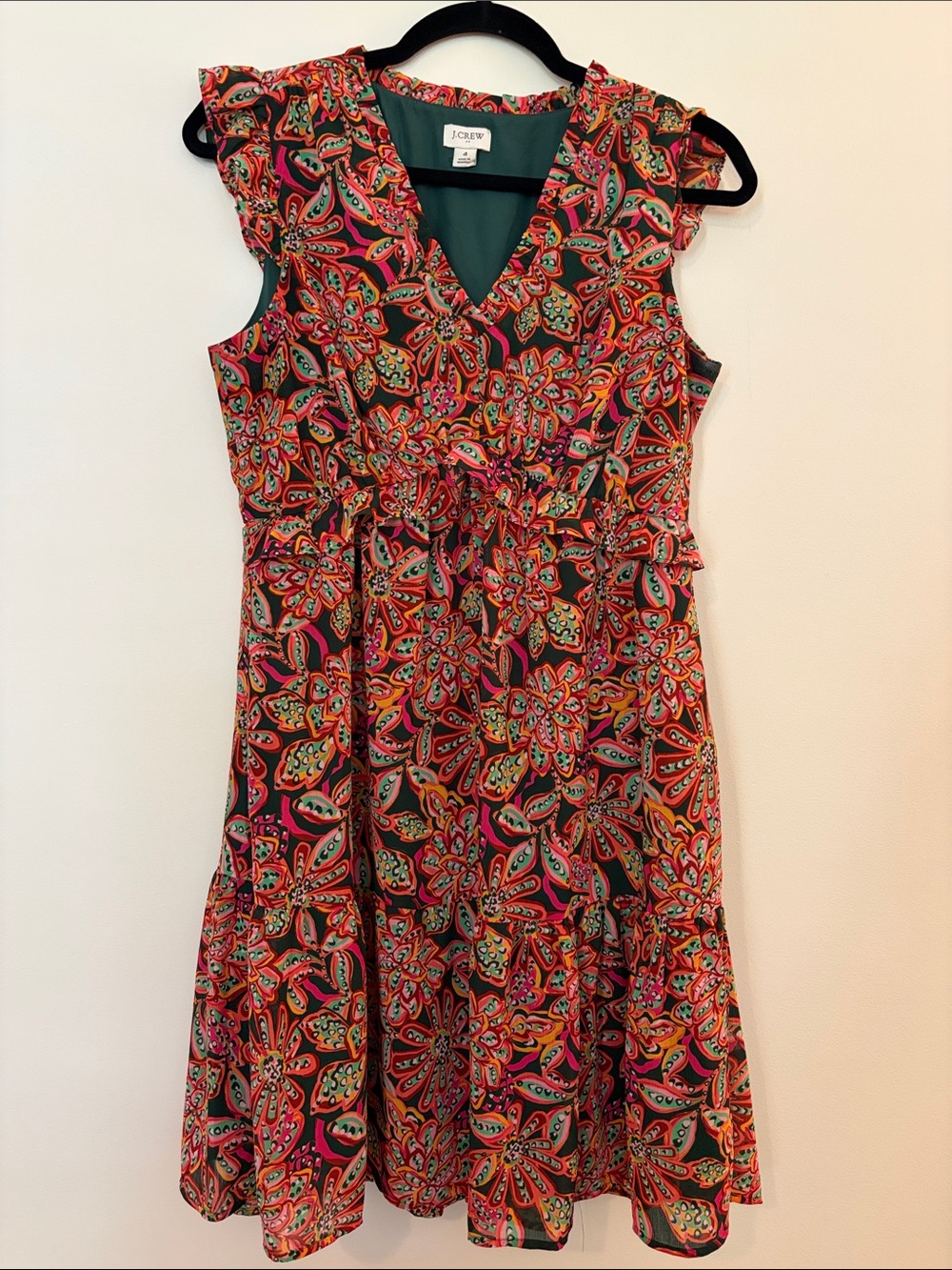 J. Crew Multicolor Paisley V-Neck Midi Dress